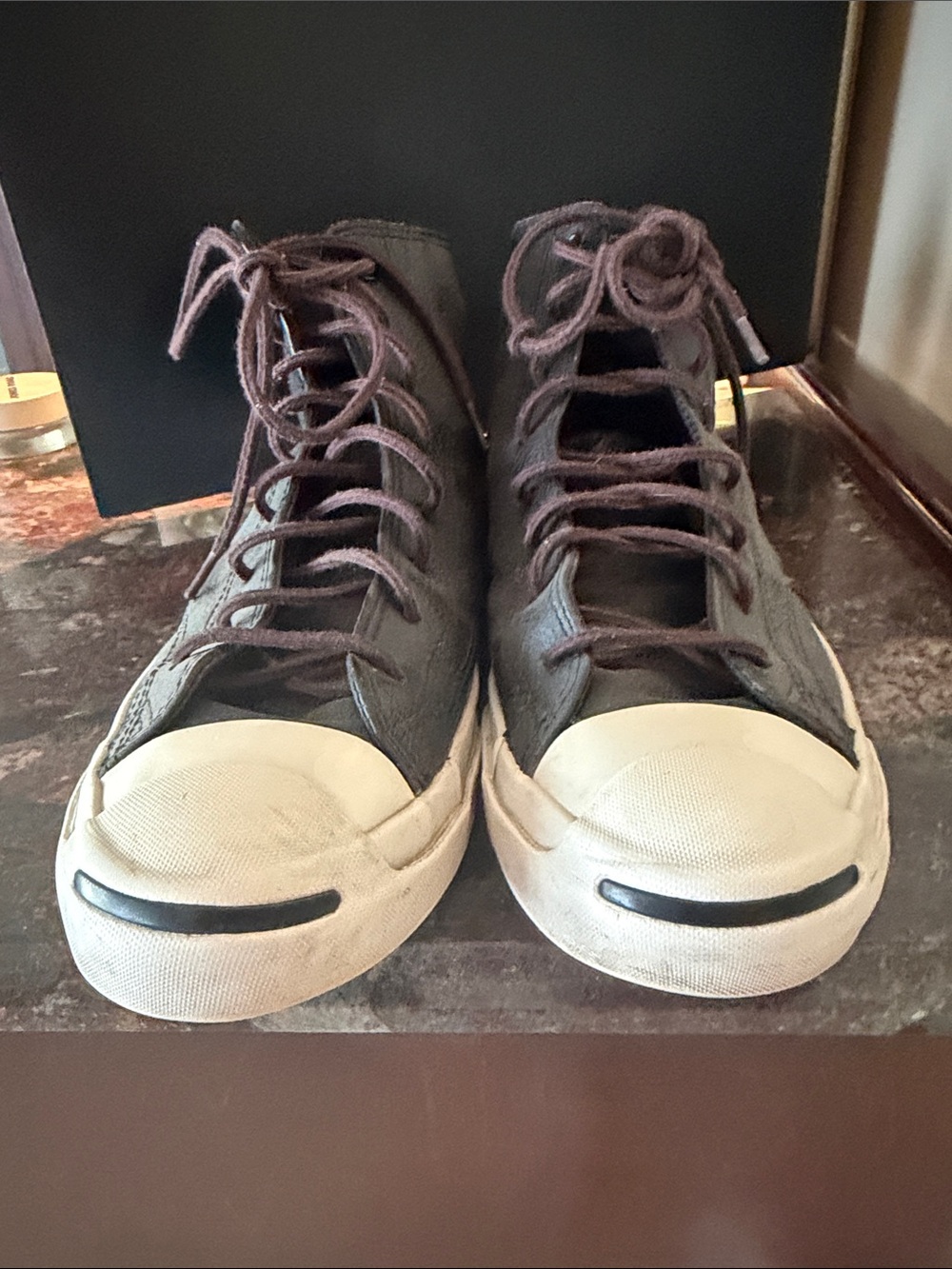 JACK PURCELL CONVERSE Men's Brown Lace-Up leather High-Top Sneakers